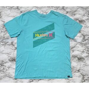 Hurley Everyday Washed Men's T Shirt‎ Size XL Blue Turquoise Logo Short Sleeve